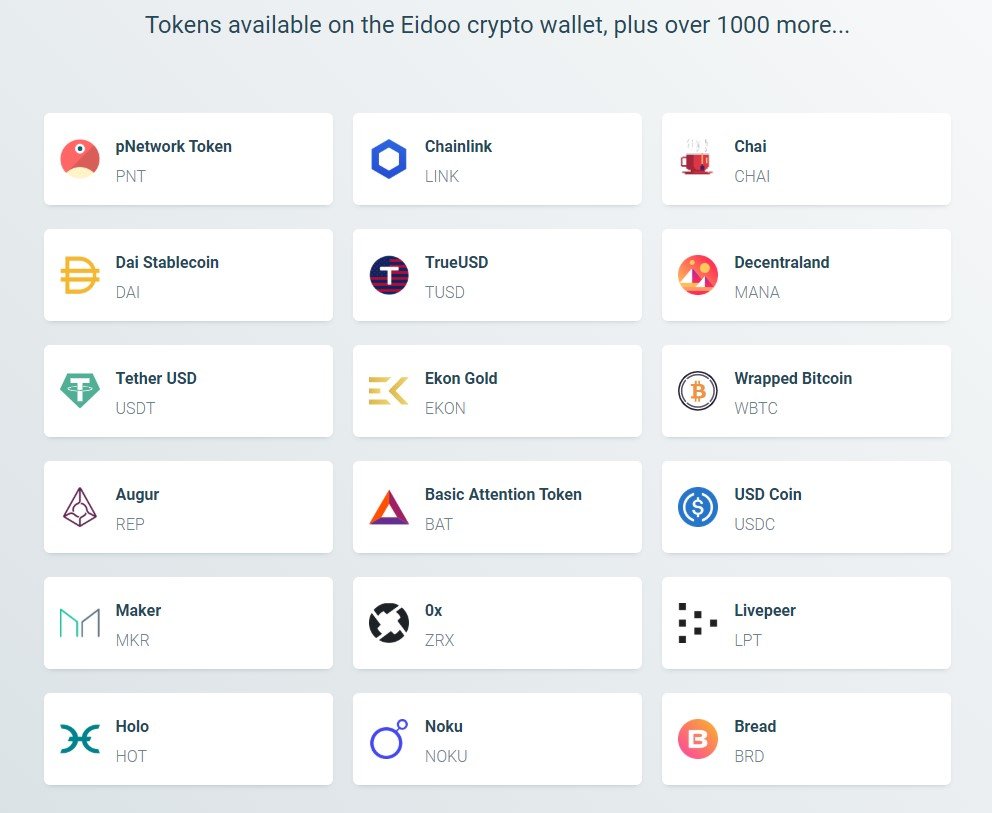 Eidoo tokens supported