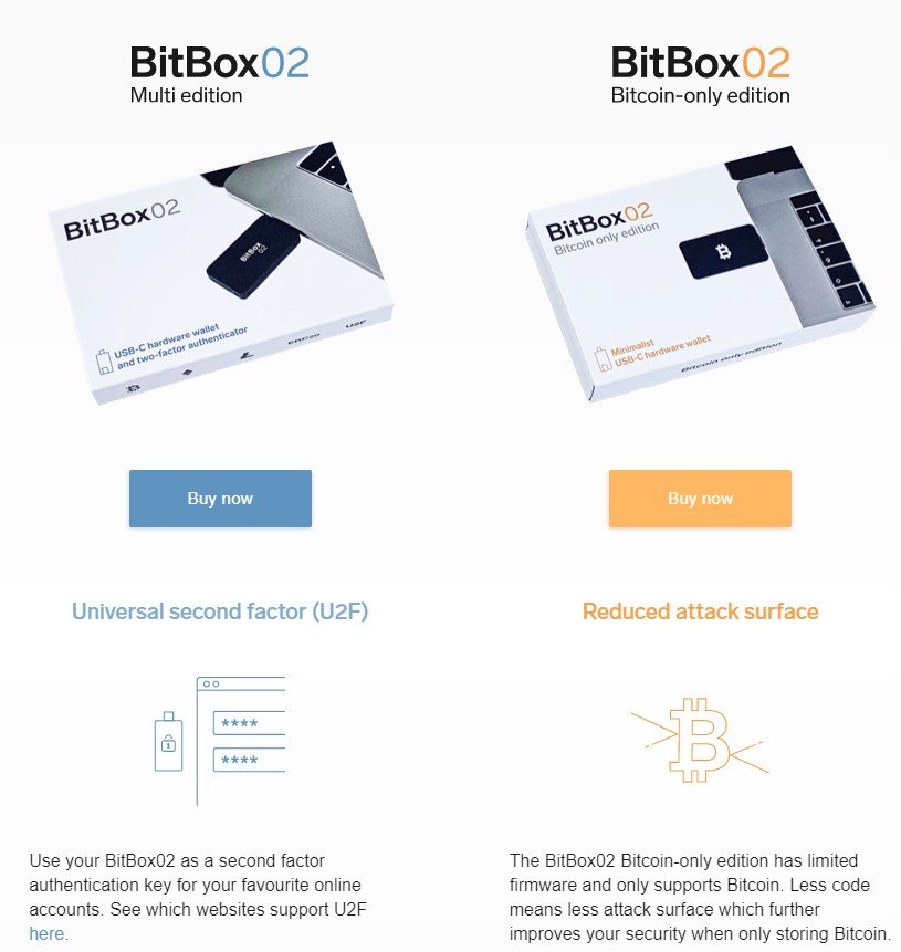 BitBox wallet versions