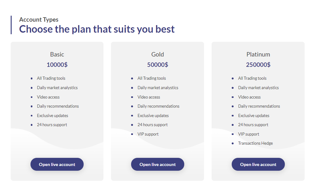 Bitfargo account types