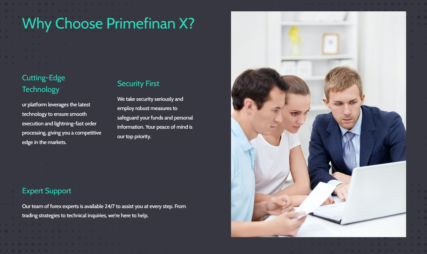 Primefinan X trading features
