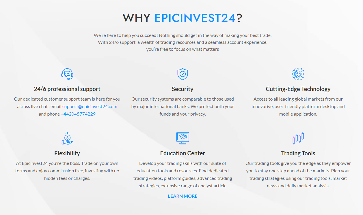 Epicinvest24 trading features