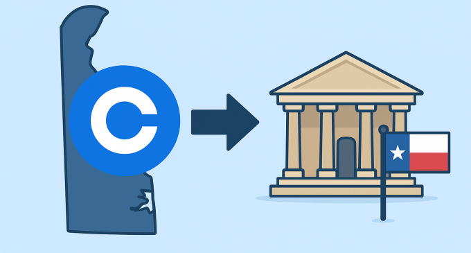 Coinbase Shifts Legal Home To Texas Breaking Free From Delaware As Crypto Hub Evolves